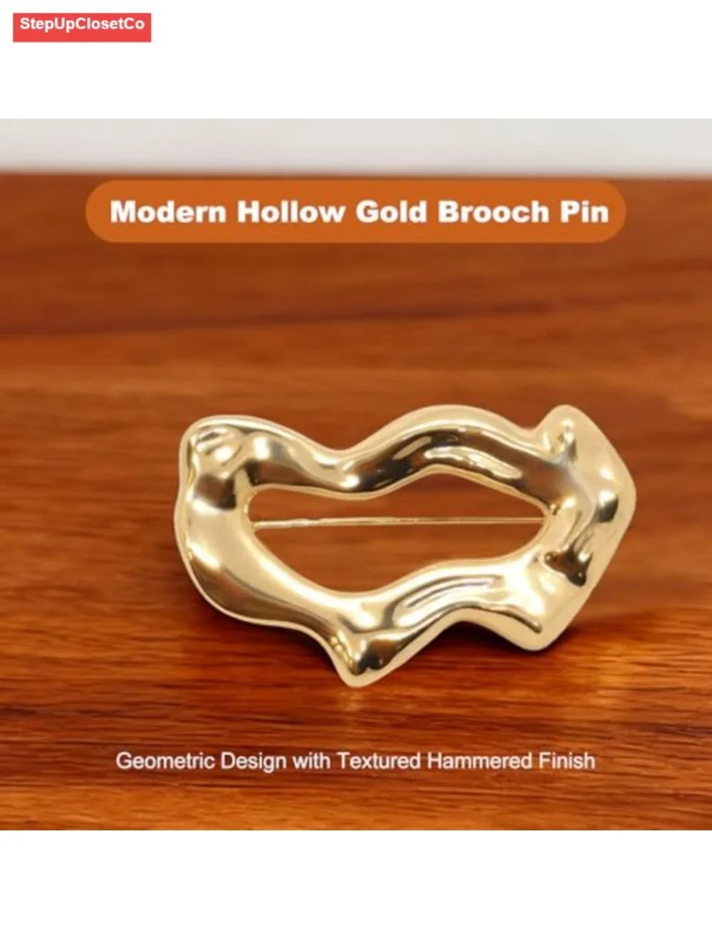 Large Gold Brooch Pin Modern Geometric Vintage Statement Brooch for Women